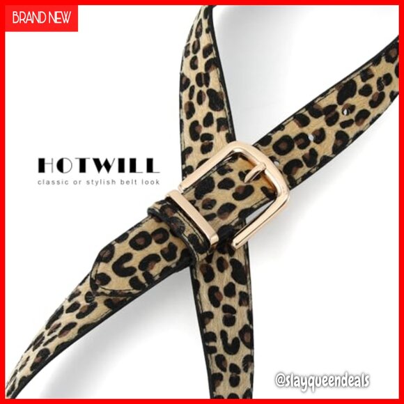 Suede Chunky Belt with Gold Buckle for Jeans Dresses main image 5